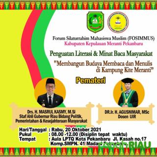 FOSIMMUS Kabupaten Kepulauan Meranti taja acara Penguatan Literasi dan Minat baca Masyarakat